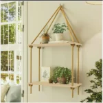 Hanging Wall Shelves, Swing Rope Floating Shelf, 2 Tier Hanging Storage Shelves