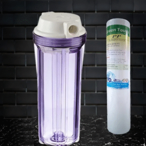 Water Purifier 10 inch Clear Housing for Ro System , 1/4 inch Inlet (With 1 Piece PP Filter ) Complete
