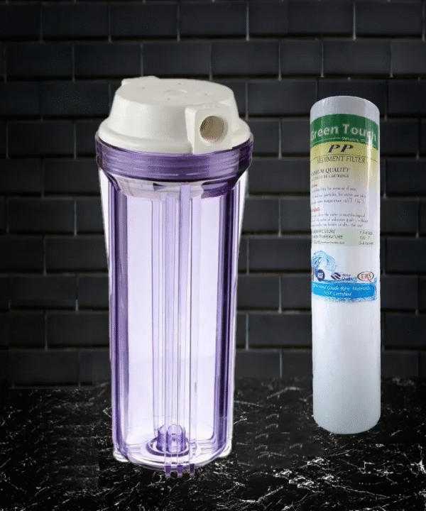 Water Purifier 10 inch Clear Housing for Ro System , 1/4 inch Inlet (With 1 Piece PP Filter ) Complete