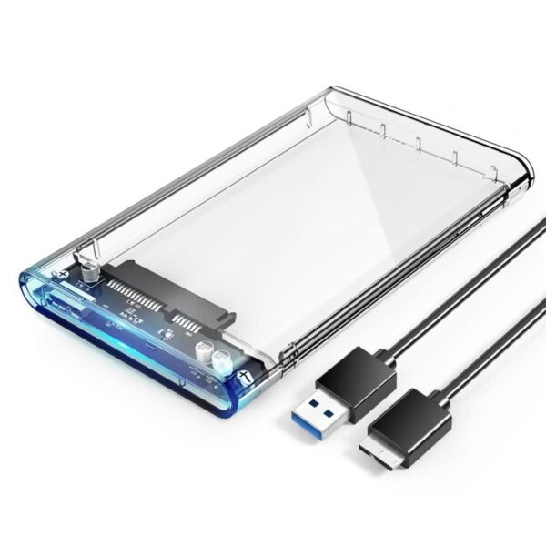 Transparent USB 3.0 2.5inch SATA HDD ,SSD External Enclosure Mobile Hard Disk Drive Box Case - Image 2