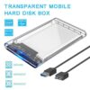 Transparent USB 3.0 2.5inch SATA HDD ,SSD External Enclosure Mobile Hard Disk Drive Box Case