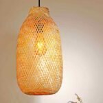 Earth friendly Bamboo Made Oval Shaped Hanging Lamp Shaded