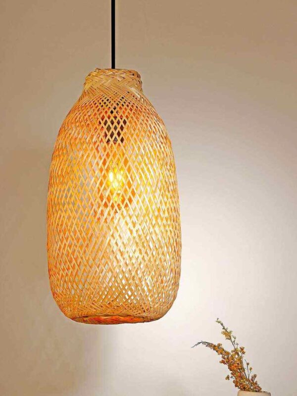 Earth friendly Bamboo Made Oval Shaped Hanging Lamp Shaded