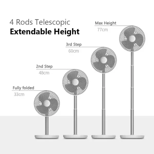 JISULIFE FA13P OSCILLATING EXTENDABLE 8000MAH CORDLESS RECHARGEABLE DESK FAN - Image 4