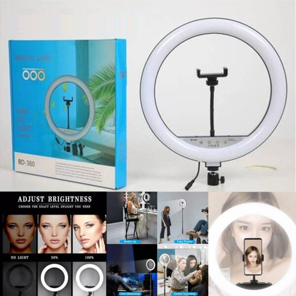 BD 360 14 INS RING FILL LIGHT Only Light Brand Name:ASE Model Number:MP009 Power:20W Voltage:5V2A Color Temperature:5500K Dimension:14inch 36cm Special Feature:PORTABLE color:black Compatible:mobile phone Style:With tripod stand Keywords::14inch ring light Name:14inch right light with stand sample::accepted Logo:Accept Custom Logo Light color:Cold White+warm Yellow+mixed Material:Plastic+ ABS