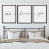Set of 3 Framed Farmhouse All of Me Loves All of You Sign 11x16” Above Bed Wall Decor for Bedroom Decor Wall Art Wood Signs (11x16, Black)